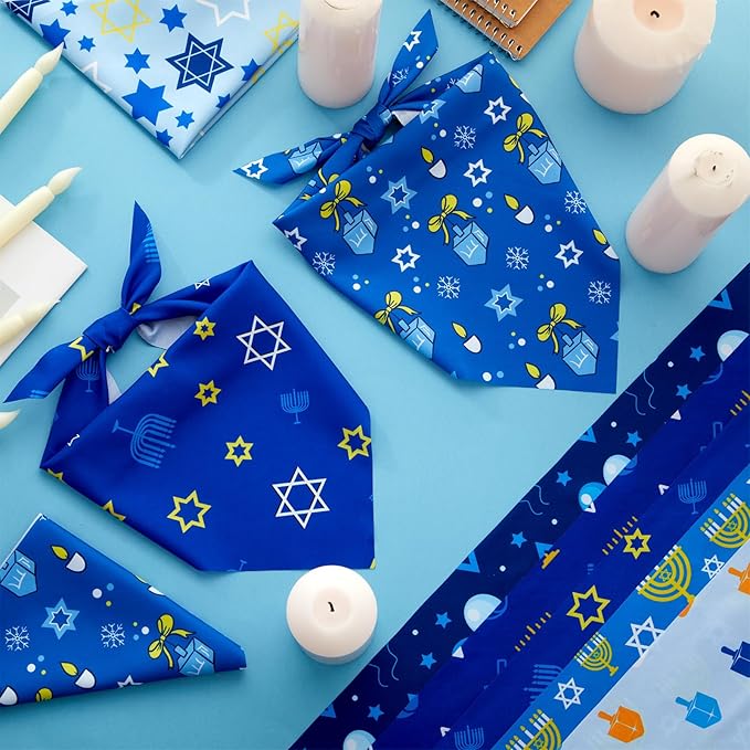 Abbylike 50 Pcs Hanukkah Dog Bandanas Bulk Blue Bandanas for Dogs Triangle Kerchief Bibs Scarf Set for Pet Hanukkah Costume Photo Props Accessories Pet Shops, 25 Styles (25.6 x 17.7 x 17.7)