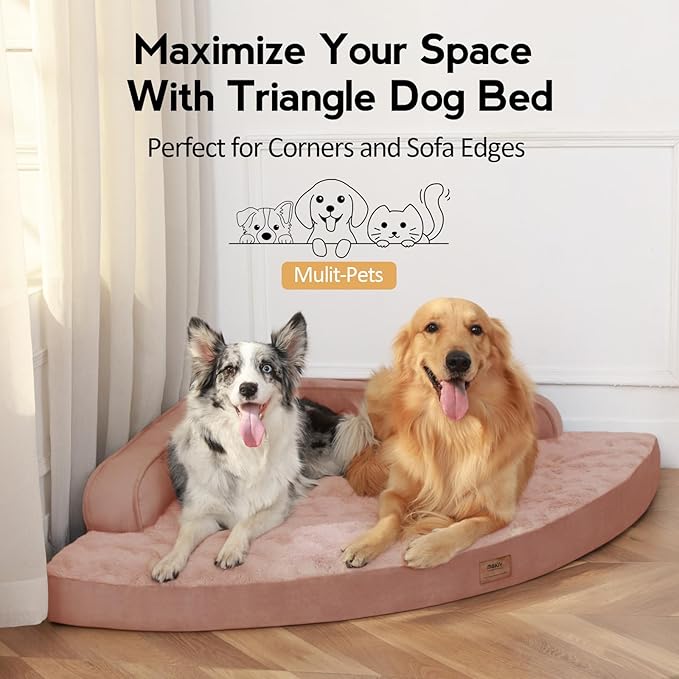 Large Orthopedic Dog Bed with Sides XXXL Dog Beds with Removable Washable Cover Non-Slip Waterproof Pet Bed for Extra Large Dogs - Pink XXXL
