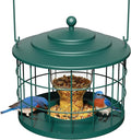 Squirrel Proof Bird Feeder, Metal Cage Bird Feeder for Outdoors Hanging, Starling Resistant Design for Small Birds, Weatherproof with Drain Holes, Easy to Refill, Green