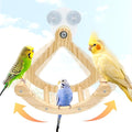 Rocking Bird Toys Perch for Window and Cage, Bird Perch for Wall Suction Mount, Wooden Parrot Toys for Medium Birds, Enrichment Cockatiel Toy Fun and Accessoriess for Budgie, Lovebird, Conure