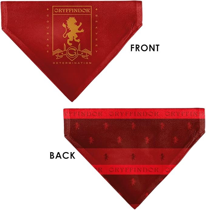 Harry Potter Pet Bandana Harry Potter Gryffindor Traits Banner and Icons Reds Yellow Slip On Collar Bandana Only