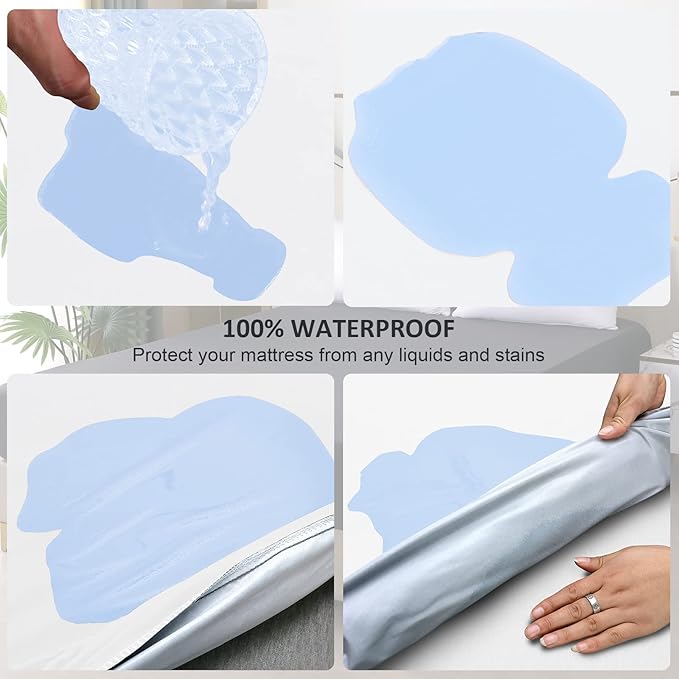 California King Mattress Protector Waterproof, Fitted Sheet Style Breathable Mattress Cover with Deep Pocket Fits Up to 18'', Machine Washable Noiseless Bed Cover for Kids Pets (White, 72'' X 84'')
