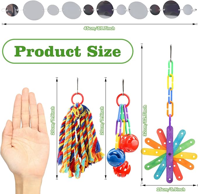 Small Bird Toys Parakeet Cage Accessories, Parakeet Toys, Swing Hanging Standing Chewing Toy, Bird Toys for Parakeets, Cockatiel, Parrot, 4pcs