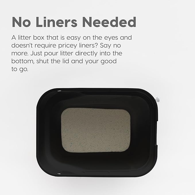 IRIS USA Cat Litter Box, Large Cat Box Enclosure, Top Entry with Litter Catching Lid, Enclosed with Scoop, Black/Gray