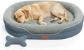 Jumbo Orthopedic Dog Bed, Big Dog Beds for Extra Large Sized Dogs with Full-Surround Bolsters, Dual-Sided Dog Cooling Bed with Memory Foam, Washable Pet Sofa Couch with Nonslip Bottom, Dark Grey