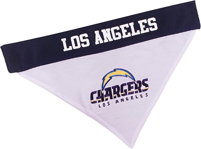 Pets First NFL DOG BANDANA - LOS ANGELES CHARGERS REVERSIBLE PET BANDANA. 2 Sided Sports Bandana with a PREMIUM Embroidery TEAM LOGO, Large/X-Large. - 2 Sizes & 32 NFL Teams available