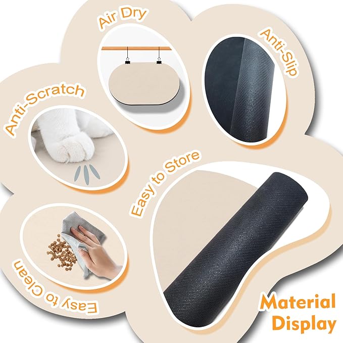 Dog Feeding Mat 24''x16'', Absorbent Pet Food Mat, No Stains Quick Dry Pet Water Mat Protect Floor, Cat Dog Water Bowl Mat for Messy Drinkers, Non-Slip Rubber Base Pet Placemats for Food and Water