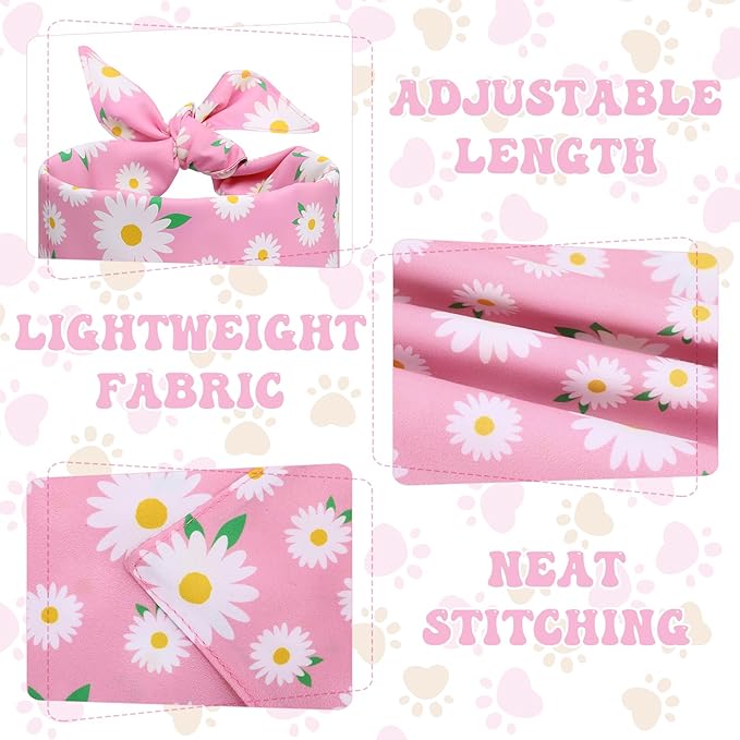 4Pcs Floral Dog Bandanas Girl Large Daisy Triangle Scarf Reversible Spring Bibs Handkerchief Cute Flower Bandanas for Large Dogs Pets