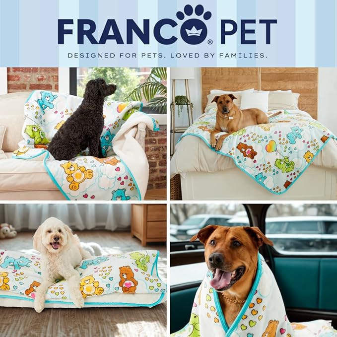 Franco Pet Care Bears Super Soft Cozy Waterproof Sherpa-Backed Blanket Throw for Medium Dogs, Couch/Bed/Car, 40x50 (Officially Licensed Product)