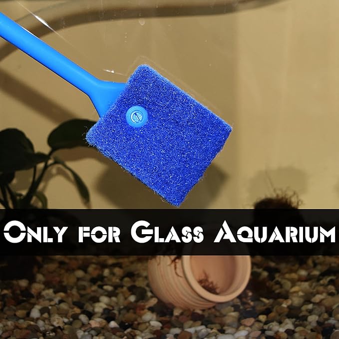 2PCS Fish Tank Cleaning Tools, Aquarium Double Sided Sponge Brush, Fish Tank Cleaner with Long Handle