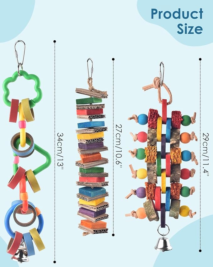 Bissap 3 PCS Bird Chew Toys, Multicolored Bagel Cascade Bird Parrot Toy Biting Paper Cardboard Olympic Rings Conures Toys for Amazon Cockatiels Cockatoos Macaws and Similar Sized Pet Birds