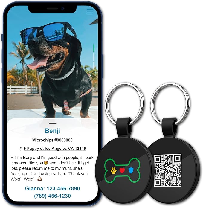MYLUCKYTAG QR Code Pet ID | Personalized Dog & Cat Collar Tag | Online Profile with Instant Scanned Location Alert Email
