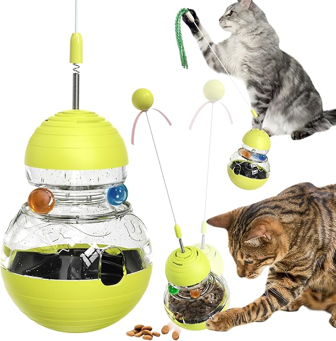 Cat Toy for Indoor Cats Wobble Treat Dispenser Ball Kitten Food Dispenser & Puzzle Feeder Balls & Enrichment Toys & Mental Stimulation Interactive Brain Game
