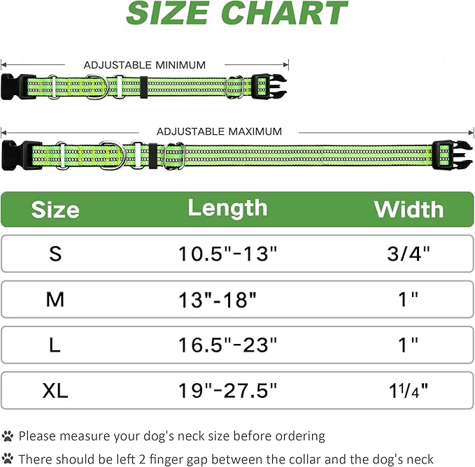 Martingale Dog Collar, Adjustable Nylon Reflective Collar with Buckle No Pull Dog Collar for Small Medium Large Dogs (Lime Green Large)