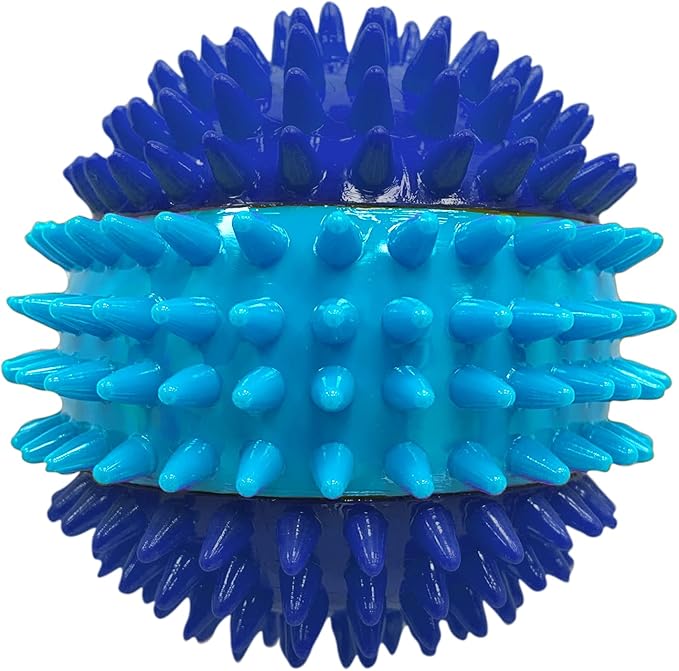 Nerf Dog 3.7in TPR 3-Part Spike Squeak Ball Dog Toy - Dark Blue/Light Blue