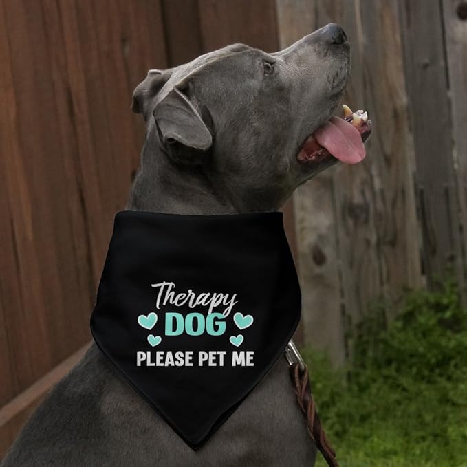 GRAPHICS & MORE Therapy Dog Please Pet Me with Hearts Dog Pet Bandana - Black