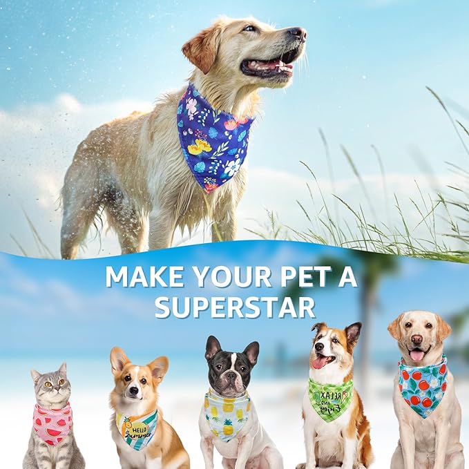 SCENEREAL 30 PCS Dog Bandanas Bulk, Summer Pet Bibs for Small Medium Large Dogs, Colorful Triangle Scarves, Puppy Holiday Birthday Neckerchief Costume Decoration