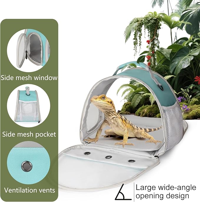 Bearded Dragon Carrier,Lizards Travel Bag, Small Animal Travel Carrier for Hedgehog Rat Parrot Bird, Portable Guinea Pig Travel Carrier for 2