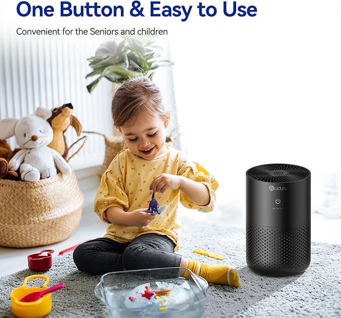Air Purifiers for Bedroom Home with H13 True HEPA Filter, 20dB Quiet Air Cleaner for Pets Hair Dander Odor, Smoke Dust Pollen, Aromatherapy Function, Black