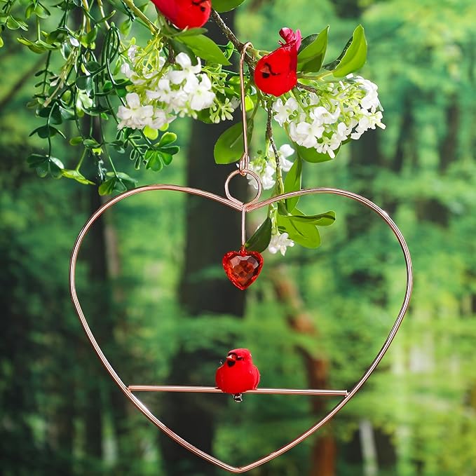 LemonRoad Hummingbird Swing, Tweet Heart Birdie Swing, Copper Hummingbird Perch Metal Frame for Wild Finches & Orioles Bird Outdoors Indoor Trunk Lawn Patio Garden (Copper)
