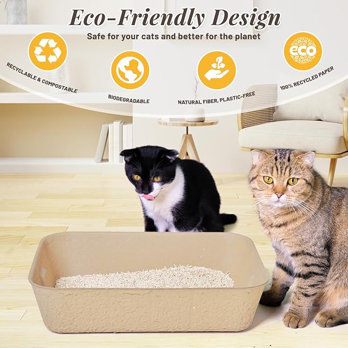 10 Pack Disposable Cat Litter Boxes, Durable Leak-Proof Cardboard Kitty Litter Trays for Temporary Use, Litter Box Liners & Travel, Ideal for Picky Cats