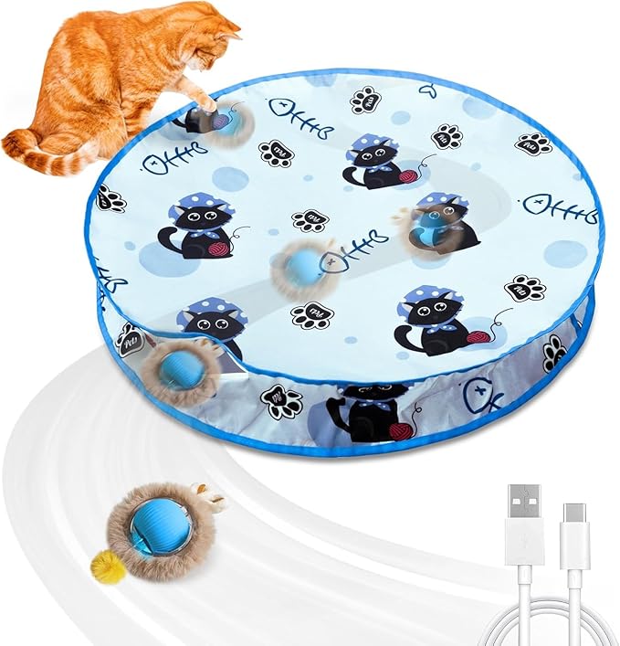 Interactive Cat Toys for Indoor Cats 2025 New Speedy Ball with Tail Cat Toy Automatic Motion Activated Moving Ball Hide and Seek Game for Indoor Exercise Kicker