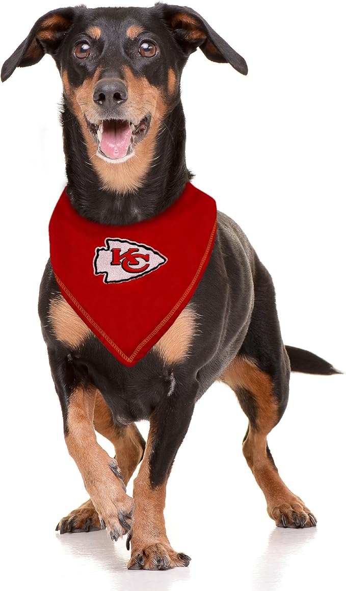Pets First NFL Kansas City Chiefs TIE Bandana, Small/Medium. Dog Bandana Scarf Bib for Pet Cat Dog. The Ultimate Game-Day, Party Bandana (KCC-3550-S-M)