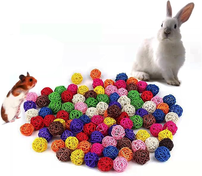 Parrot Chew Toys Bird Toys, 30 Pcs 1.2 inch Rattan Wicker Balls Parakeet Chewing Toys, for Budgies Conures Hamsters Bunny Toy, Decoration for DIY Craft Party Wedding