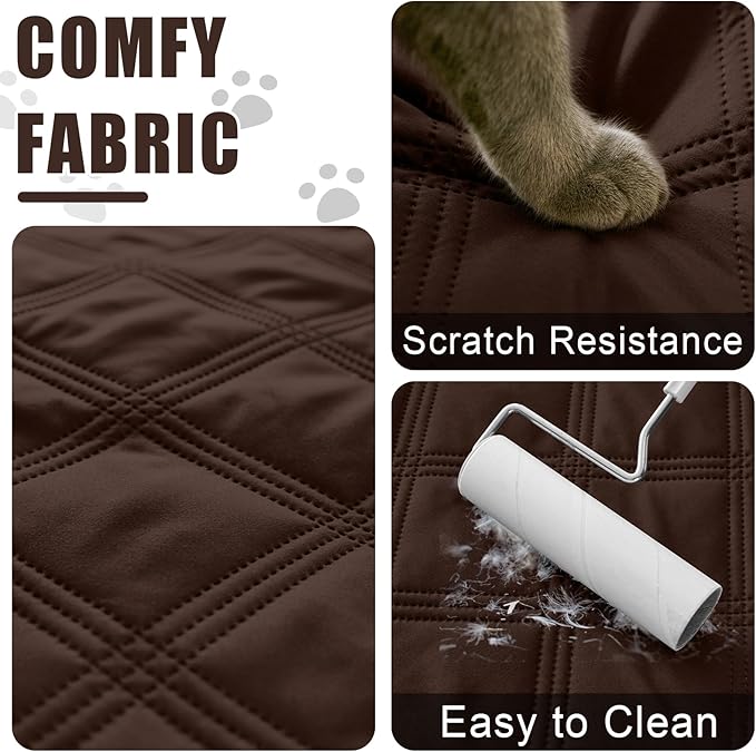 Smiry Waterproof Dog Bed Cover Blanket 68x82, Soft Reversible Pet Blanket, Washable Leakproof Cats Dogs Couch Cover for Sofa, Couch, Furniture, Chocolate/Beige