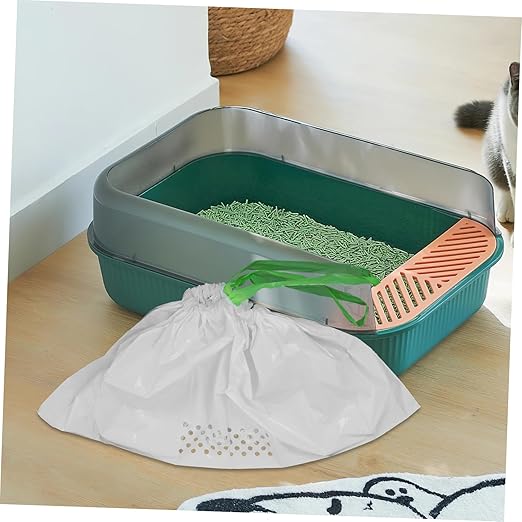 7pcs Cat Litter Filter Bags Easy to Use Pet Waste Pick-up Supplies for Litter Box Sturdy Material White Dimensions