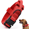 Tactical Dog Collar, Adjustable Military Training Nylon Dog Collar with Control Handle and Heavy Quick-Release Metal Buckle for Small Medium Large Dogs, Red M