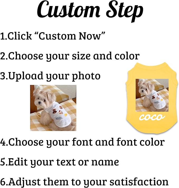 Custom Dog Shirt, Personalized Summer Breathable Pullover Pet Outfit With Name/Text/Photo/Logo for Dogs Puppy Cats Kitten