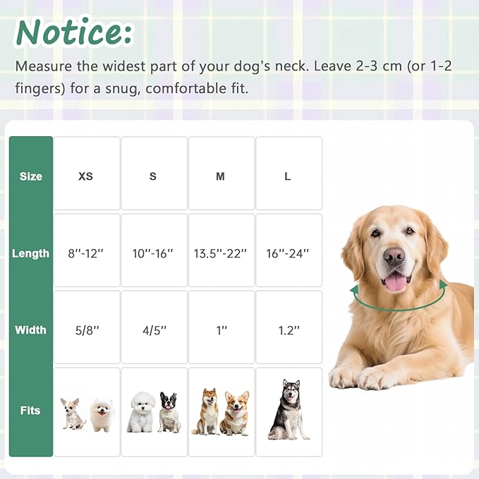 Dog Collar with Dark Green Striped Checkered for Spring Summer, Adjustable Cotton Puppy Collar for Small Medium Large Girl Boy Dogs-XS
