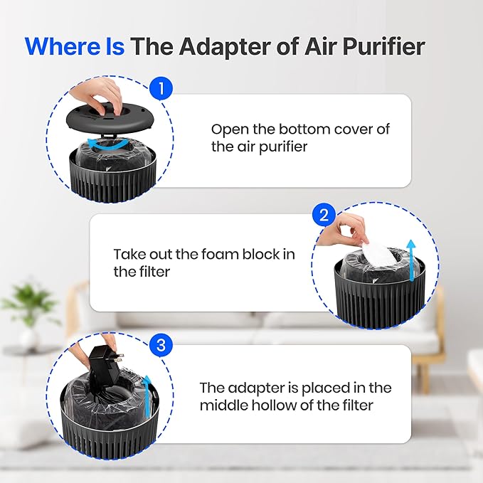 Air Purifiers for Bedroom Home with Sleep Mode for Smoke Pet Dander Odors, Small Air Purifier with Fragrance Sponge, Blue Ambient Light, 23dB Quiet, 2 Pack Black