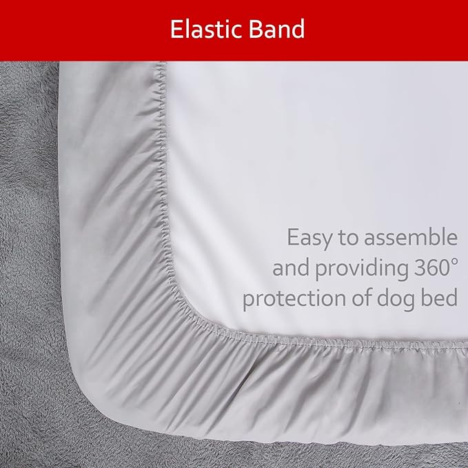 Waterproof Dog Bed Covers Replacement Washable Pet Hair Easy to Remove, Noiseless Quilted Puppy Pet Bed Cover Lovely Grey Star Print 22x35 Inches, for Dog/Cat, Cover Only