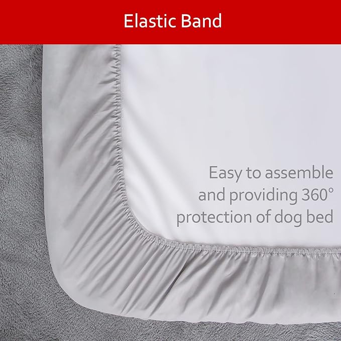 Waterproof Dog Bed Covers Replacement Washable Pet Hair Easy to Remove, Noiseless Quilted Puppy Pet Bed Cover Lovely Grey Star Print 27x36 Inches, for Dog/Cat, Cover Only