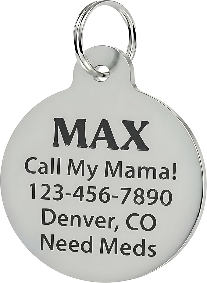 Bad Tags Personalized Dog and Cat ID Tags in 25+ Designs and 2 Sizes - 5 Lines of Custom Engraved Text - Funny Cute Personalized Pet Tags (Land Shark, Small (1 inch))