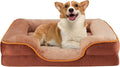 Sweetcrispy Orthopedic Dog Bed, Large Memory Foam Puppy Cat Bed with Washable Waterproof Removable Cover & Non-Slip Bottom for Pet Calming Sleeping (35"x25", Brown)