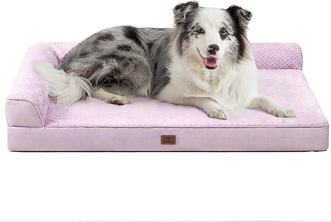 EHEYCIGA XL Dog Bed Memory Foam for Crate, Extra Large Dog Bed Orthopedic with Washable Removable Cover, Waterproof Pet Sofa Couch XLarge Size Dogs, 41x27x6.5, Lilac