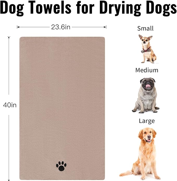 Microfiber Dog Towels for Drying Dogs, Super Absorbent and Soft Pet Grooming Towel, 40 Inch X 23.6 Inch, Perfect for Large, Medium or Small Dogs (Camel, 40"X23.6" - 1pack)