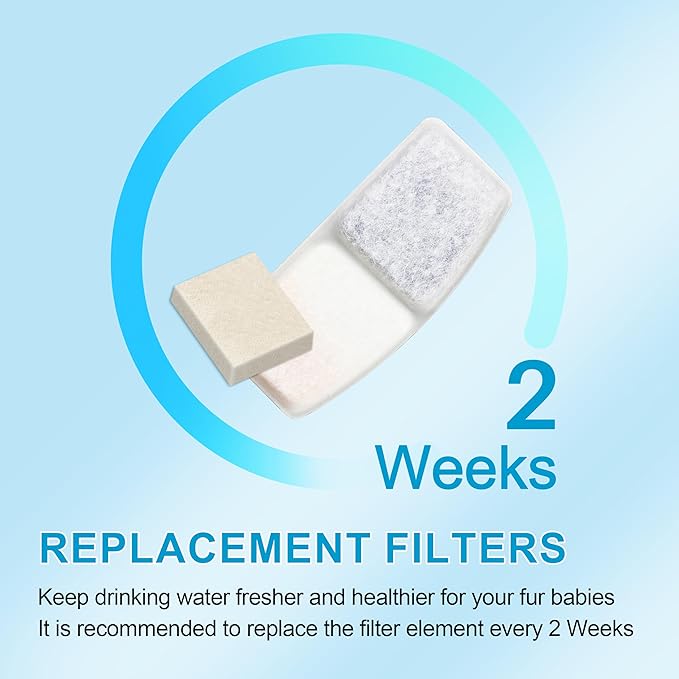 Cat Water Fountain Filters, 6 Pack Replacement Filters for Pet, Pre-Filter Sponges Set for Stainless Steel 67oz, 88oz, 95oz, 135oz Automatic Dog Pet Fountain Water Dispenser