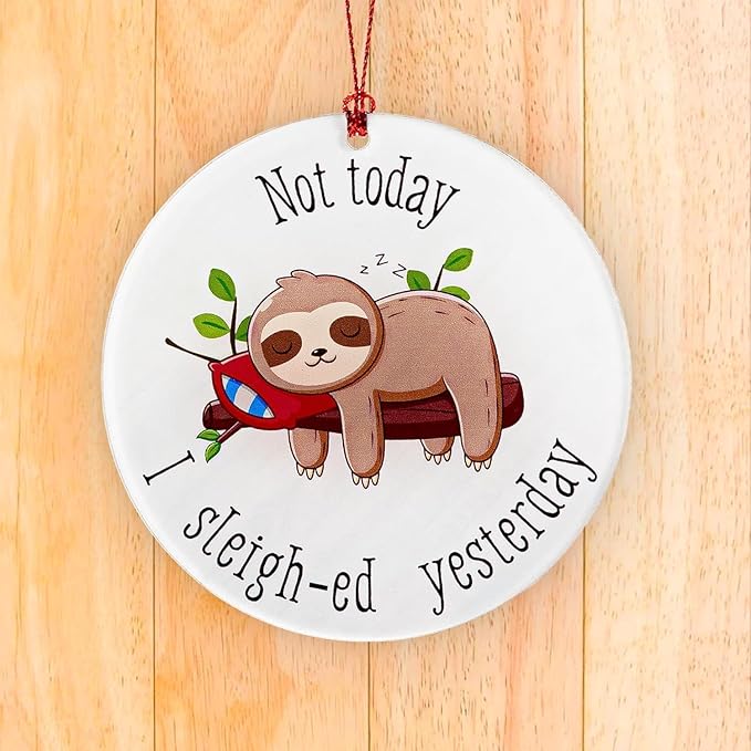 Sloth Gifts for Women, Sloth Ornament, Christmas Ornament 2025 Funny Lazy Animal Christmas Decoration, Cute Woodland Ornament for Tree, Unique Animal Lovers Gift, Relaxed Holiday Decor Idea