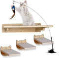 Snuggle & Play Cat Wall Shelves & Climbing System – Modern Furniture Set with 3 Steps & Perch for Indoor Cats, Includes Wand Toy