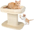 Tangkula Cat Tree for Indoor Cats, 2-Tier Cat Tower with Top Perch & Sisal Scratching Panel & Jingling Fur Ball Toy, Cozy Cat Bed with Scratching Post, Modern Small Kitten Activity Center (Beige)