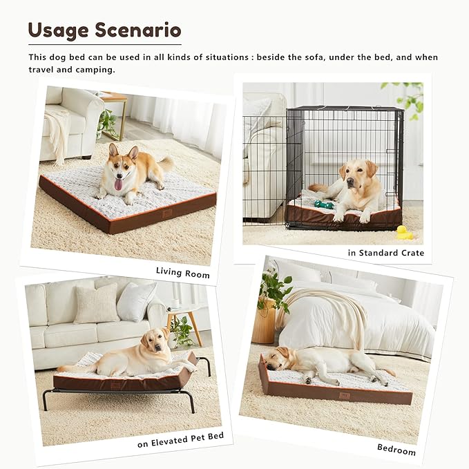 WESTERN HOME WH Medium Dog Bed for Medium Size Dogs, Orthopedic Pet Bed Waterproof Mattress with Removable Washable Cover, Thick Egg Crate Foam Dog Bed with Non-Slip Bottom