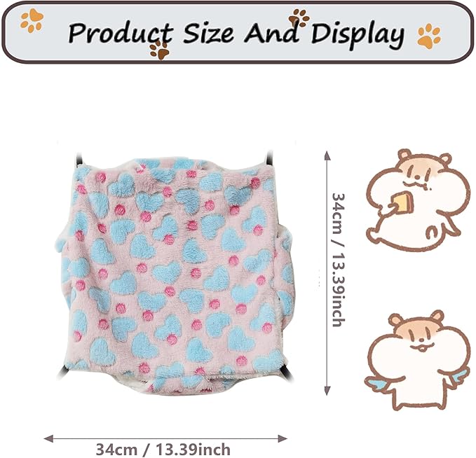 Cat Hammock for Cage, Soft Warm Hanging Bed for Kitten, Guinea Pig, Ferret, Rat, Chinchilla and Other Small Pets, Cozy Bunkbed 13.39"x13.39"