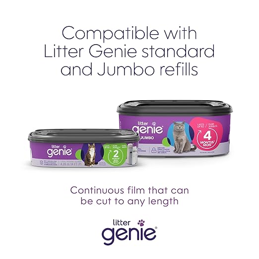Litter Genie Style Pail Cat Litter Box Waste Disposal System for Odor Control Includes 1 Square Refill Bag