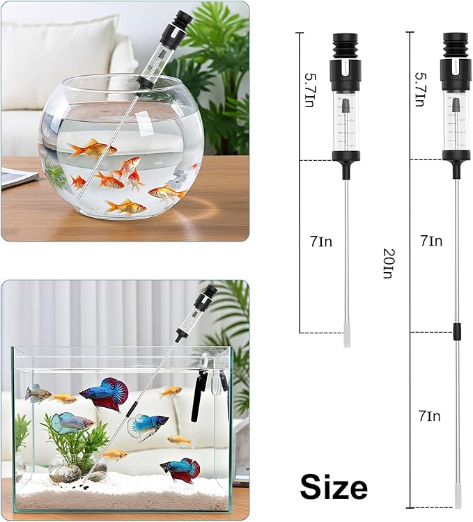 Carefree Fish Aquarium Gravel Cleaner 15~30In Multi-Functional Syphon Feeding Tube Upgraded Turkey Baster Stainless Steel Long Tweezers Long Scissors Long Base Leveling Shovel