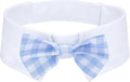 Segarty Dog Bow Tie for Neck Girth 16.5-21.2in, Adjustable Light Blue Plaid Bowtie Collar for Extra Large Dogs, Neck Tie Tuxedo Comfortable Cotton Grooming Accessory for Wedding Holiday Birthday Party