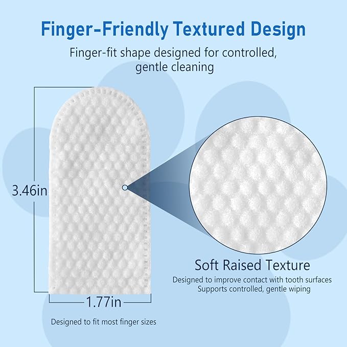 80 Counts Pet Dental Finger Wipes for Dogs and Cats - Disposable Dog Teeth Cleaning Wipes for No-Rinse Daily Oral Care, Pet Tooth Cleaning Wipes